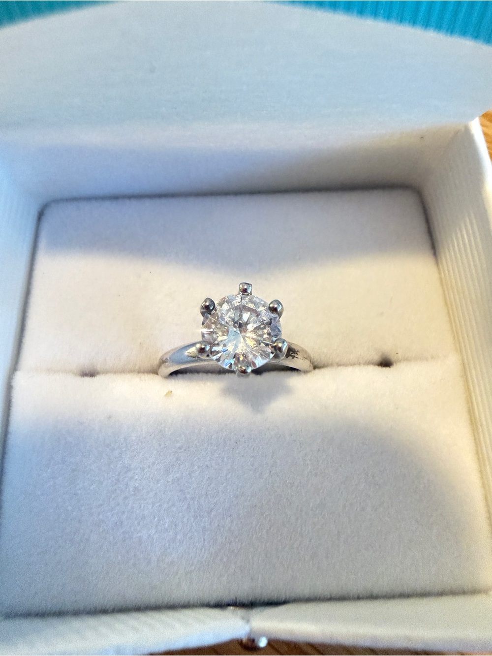 925 Sterling Silver AAA CZ Solitaire Ring Size 5 NWT Gift Box Included